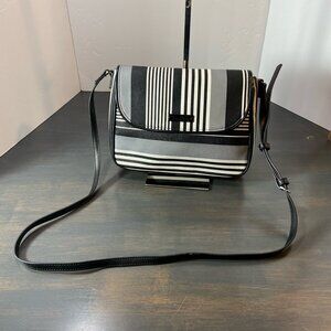 Vera Bradley Black & White Stripe Faux Leather Crossbody Bag